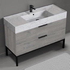 Modern Bathroom Vanity, 48 inch, Marble Style Sink, Free Standing